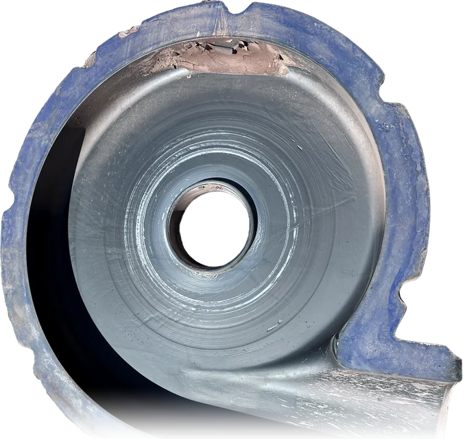 A worn cover plate liner, photographed and rated at inspection
